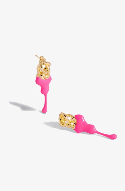 Kalno Maxi  Stud Earrings in Gold and Pink