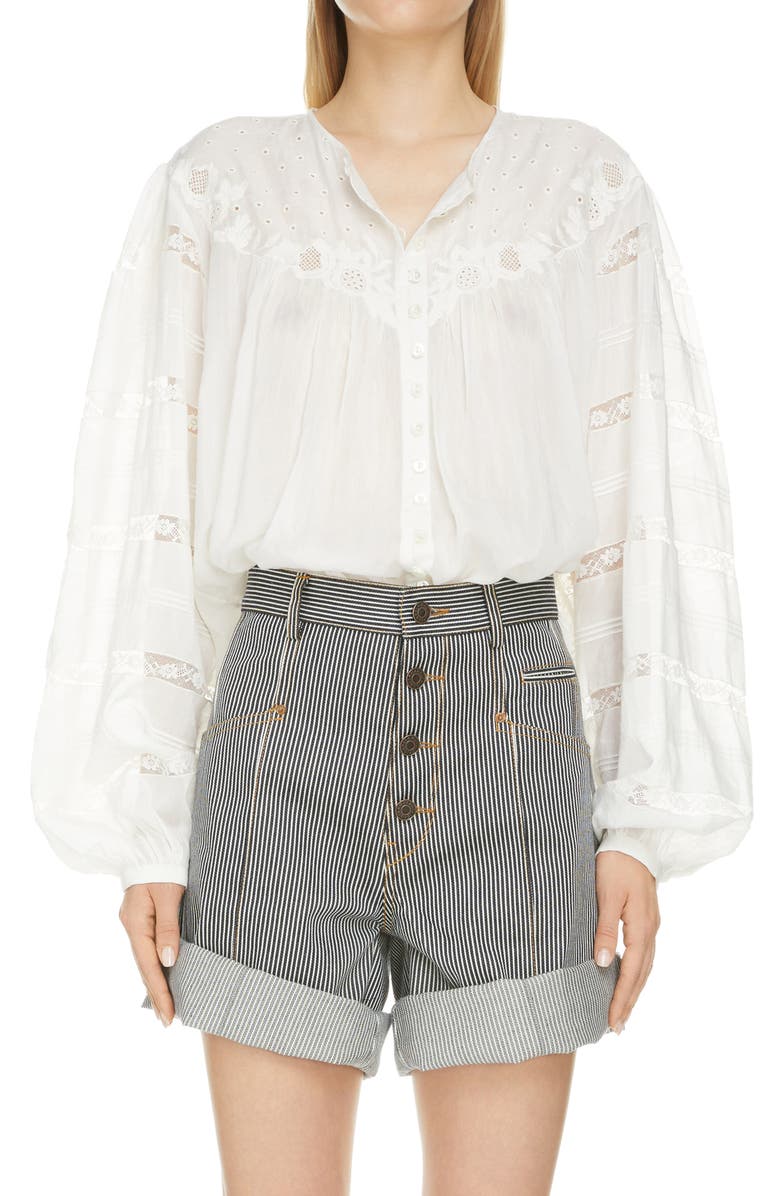 Isabel Marant Gregoria Cotton & Silk Voile Blouse, Main, color,