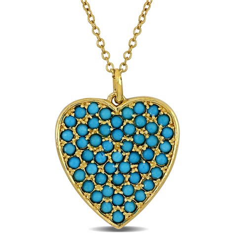 Composite Turquoise Cluster Heart Necklace