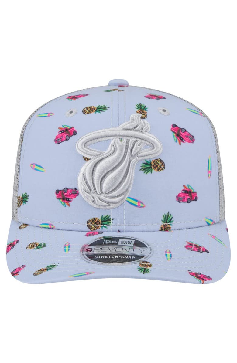 New Era Men's New Era Light Blue/Gray Miami Heat Adventure Aloha Pattern 9SEVENTY Stretch-Snap Hat, Alternate, color, Light Blue