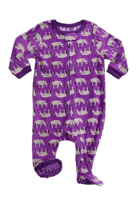 Purple Elephant Footed Fleece Sleeper