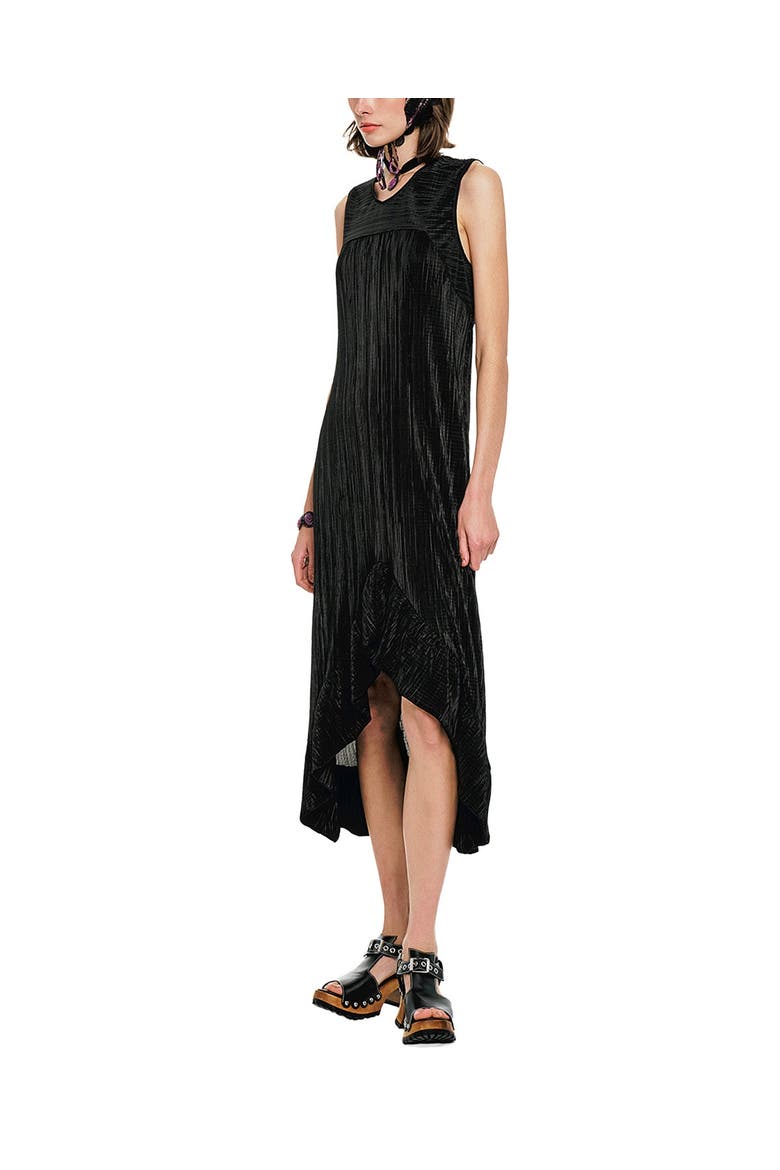 Plisse Hi-Low  Dress, Alternate, color, Black