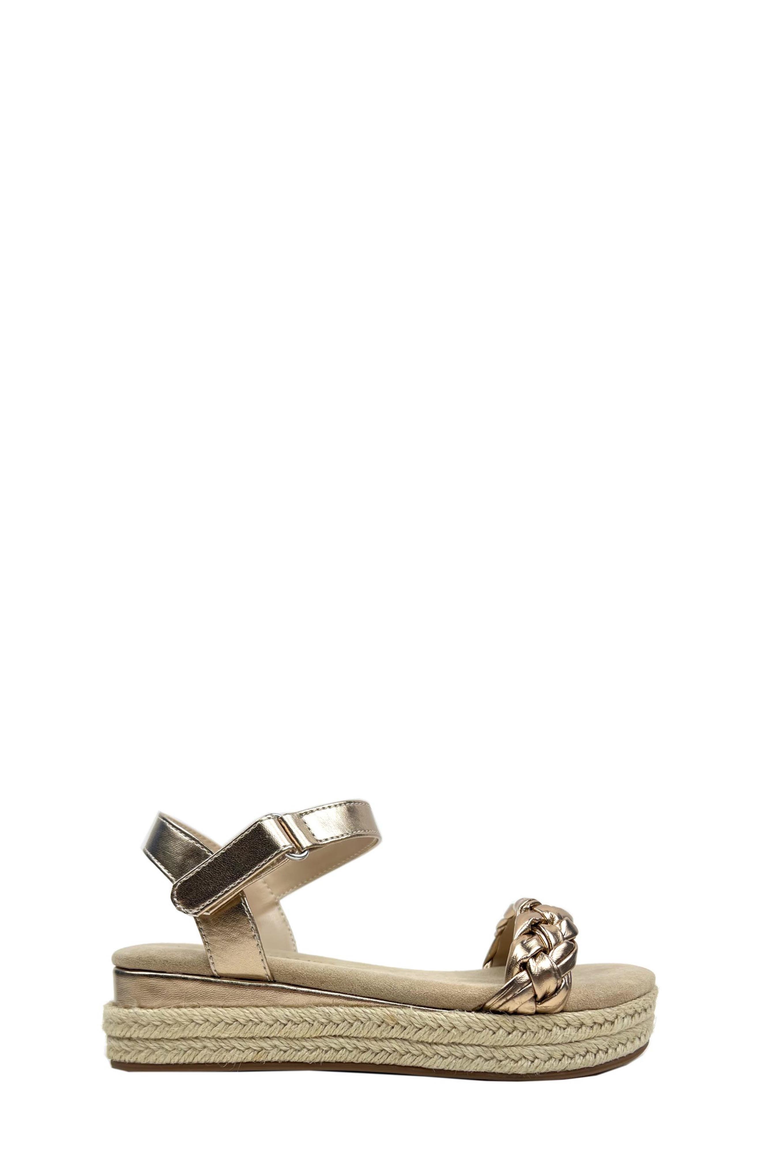 Yosi Samra Kids' Miss April Ankle Strap Espadrille Platform Wedge Sandal, Main, color, Light Bronze