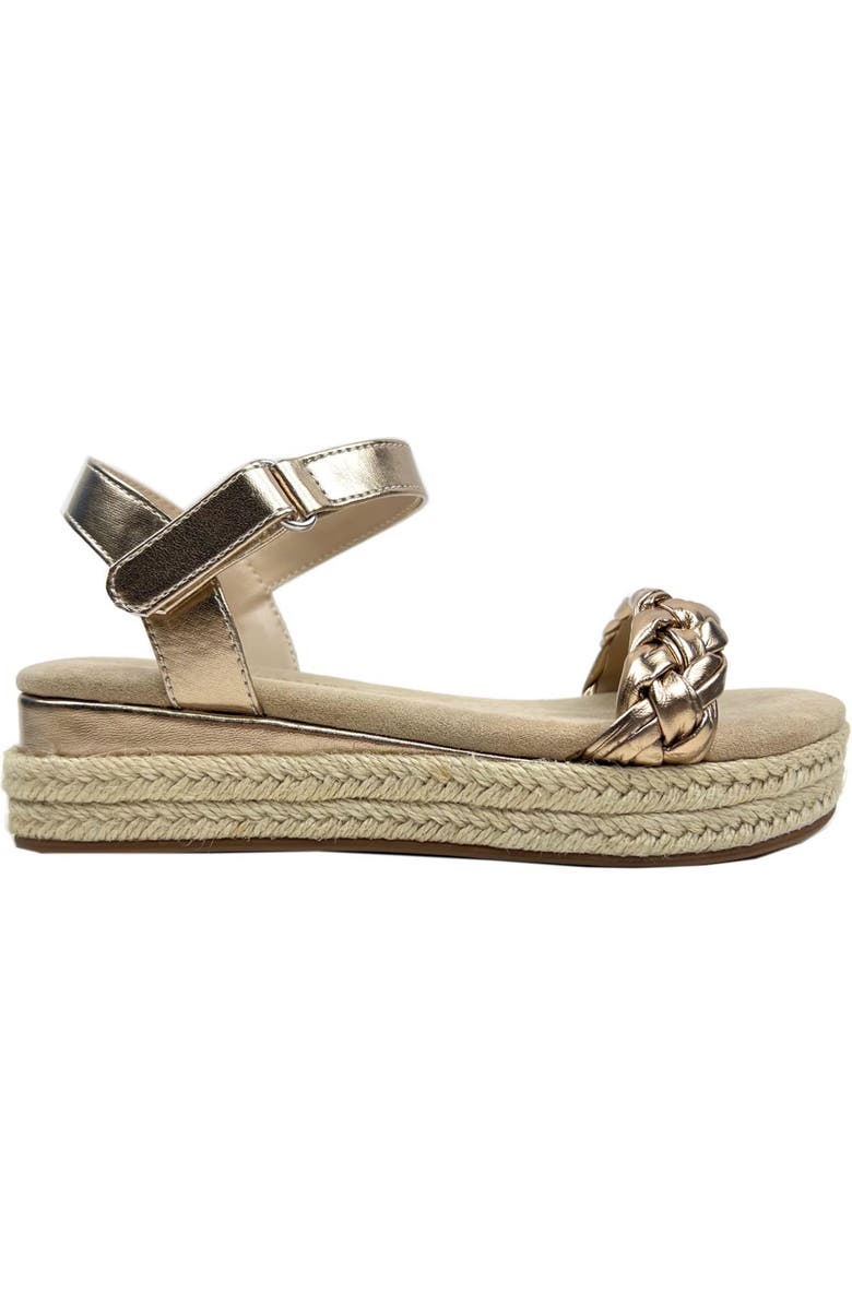 Yosi Samra Kids' Miss April Ankle Strap Espadrille Platform Wedge Sandal, Main, color, Light Bronze