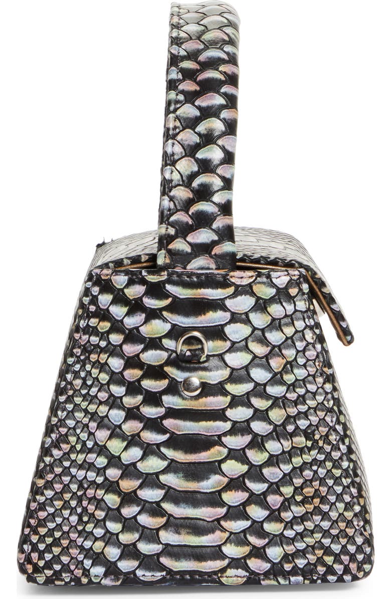 Anima Iris Zaria Croc Embossed Leather Top Handle Bag, Alternate, color,