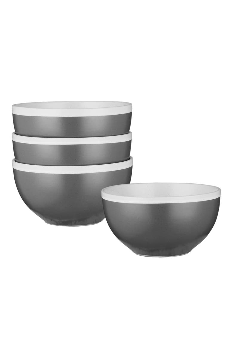 Stone Lain Serenity Stoneware 4-Piece Bowl Set, Main, color, Dark Gray And Cream