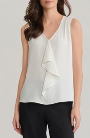 KASPER Cascade Ruffle Sleeveless Top