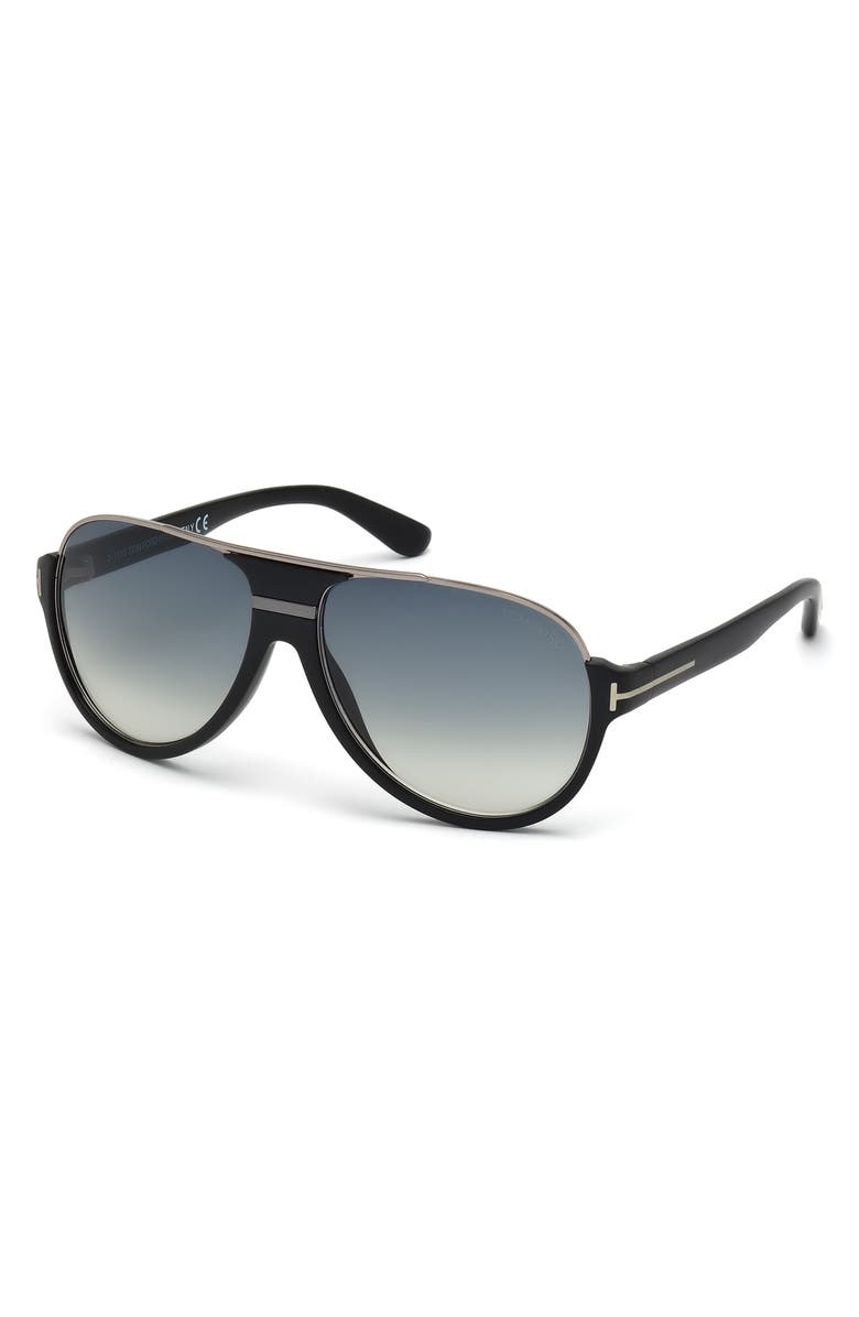 TOM FORD 'Dimitry' 59mm Aviator Sunglasses, Alternate, color, Matte Black/ Dark Ruthenium