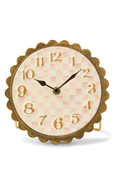 Rosy Check Scalloped Desk Clock