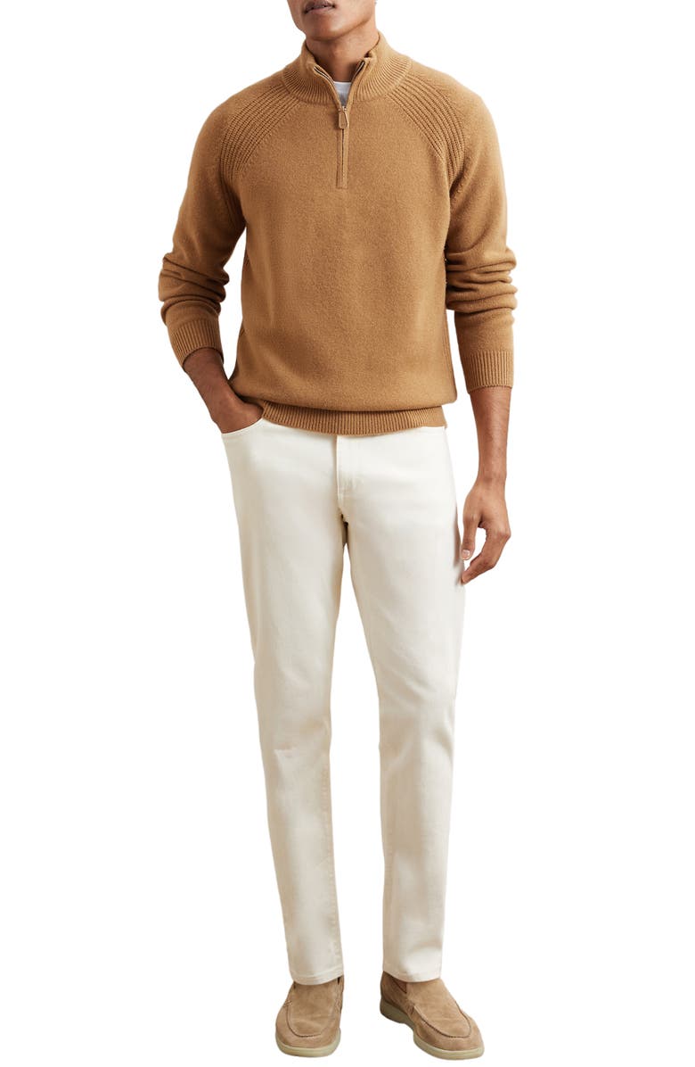 Reiss Charming Wool & Cashmere Half-Zip Sweater, Alternate, color, Camel