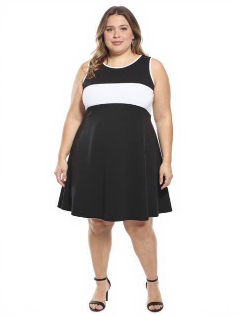 Plus Size Sleeveless Round Neck Knee Length Soft Flare A-Line Dress