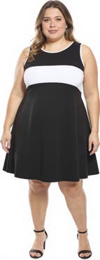 24seven Comfort Apparel Plus Size Sleeveless Round Neck Knee Length Soft Flare A-Line Dress