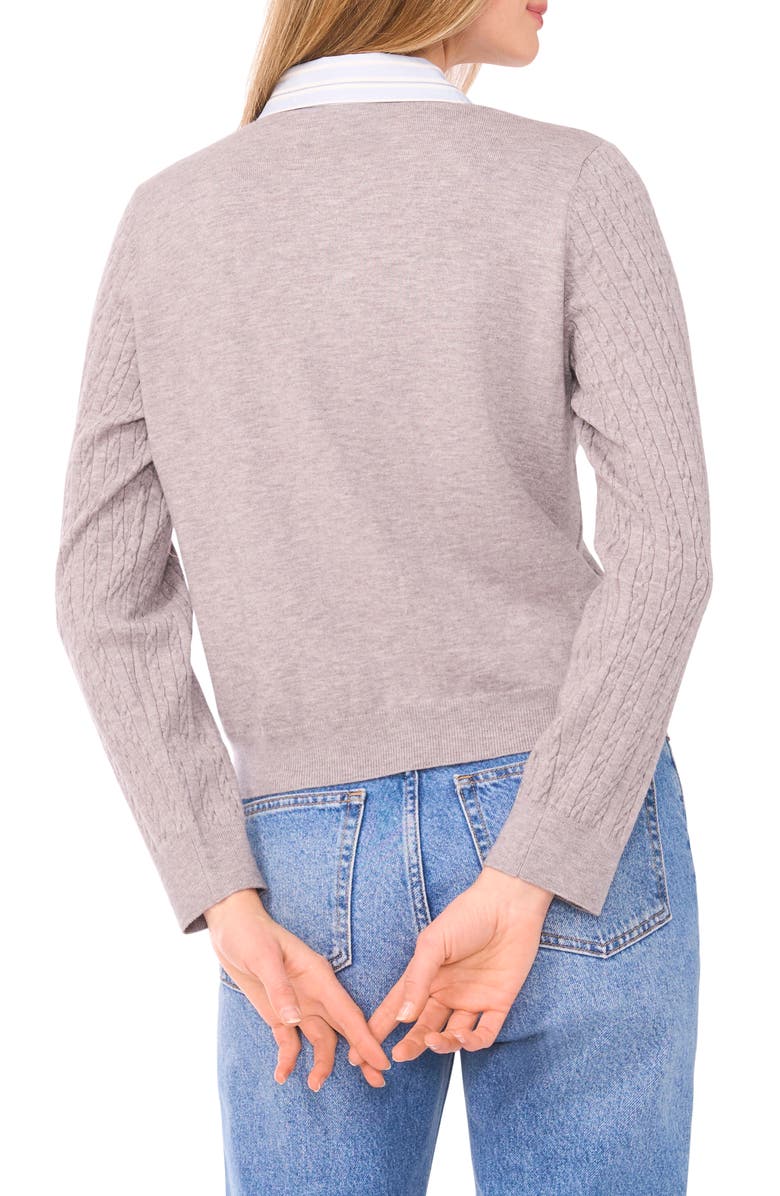 Halogen<sup>®</sup> Stripe Collar Twofer Cardigan, Alternate, color, Light Heather Grey