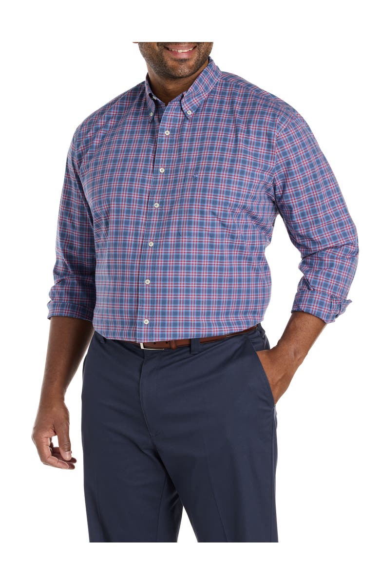 Brooks Brothers Big & Tall Check Poplin Sport Shirt, Main, color, Harbor Plaid