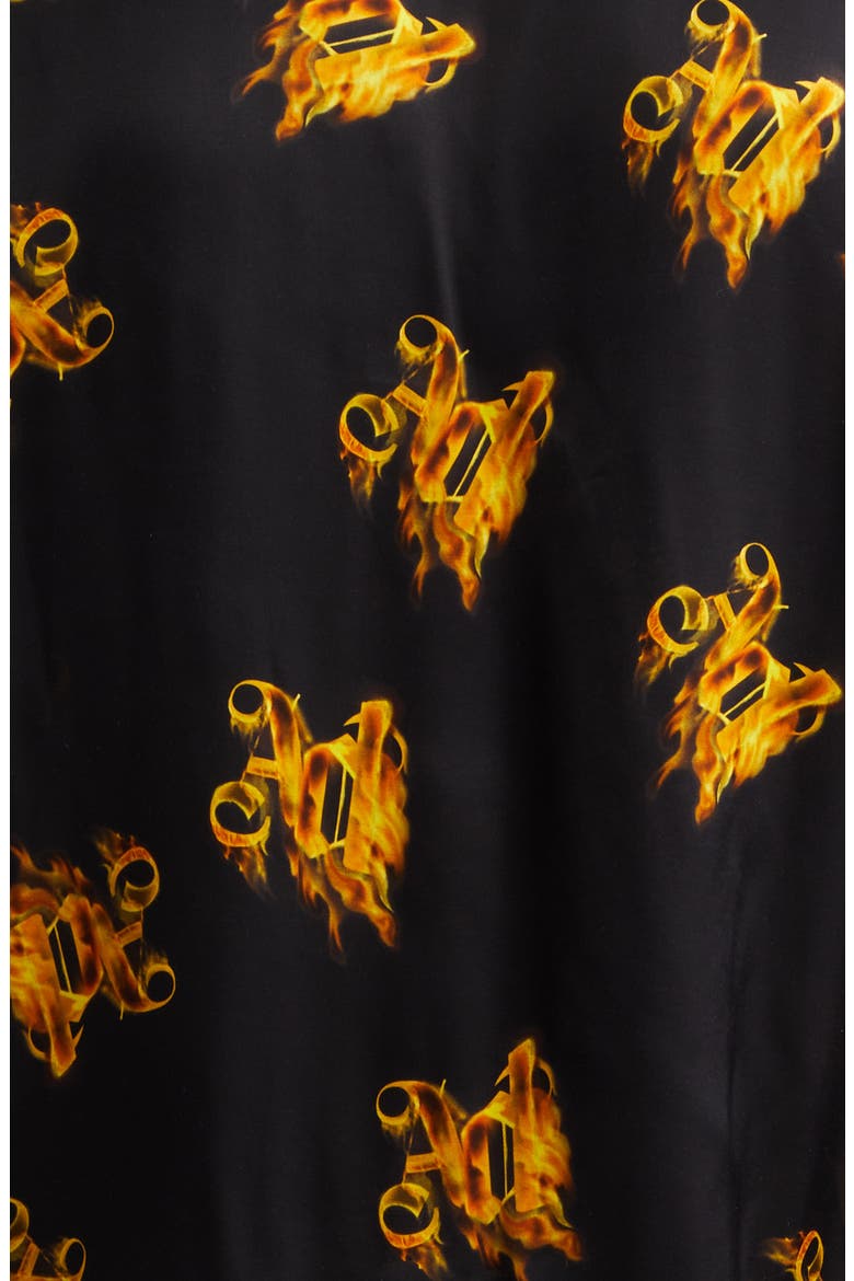 Burning Monogram Camp Shirt, Alternate, color, BLACK GOLD