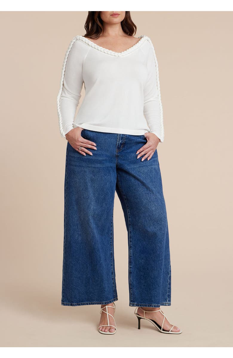 ELOQUII Extended Cable Detail Sweater, Alternate, color, Dew