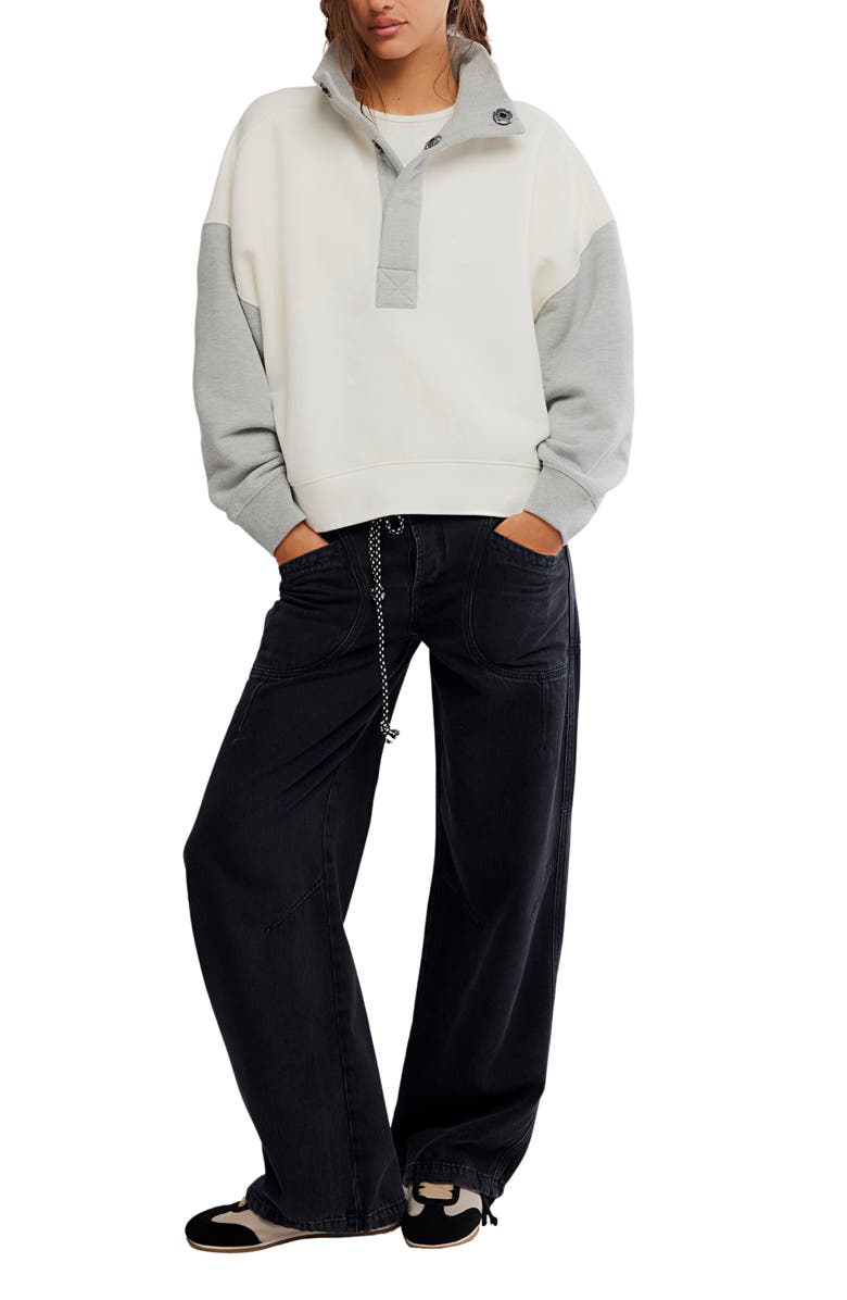 Free People Timeless Colorblock Pullover, Alternate, color, Heathery Grey Combo