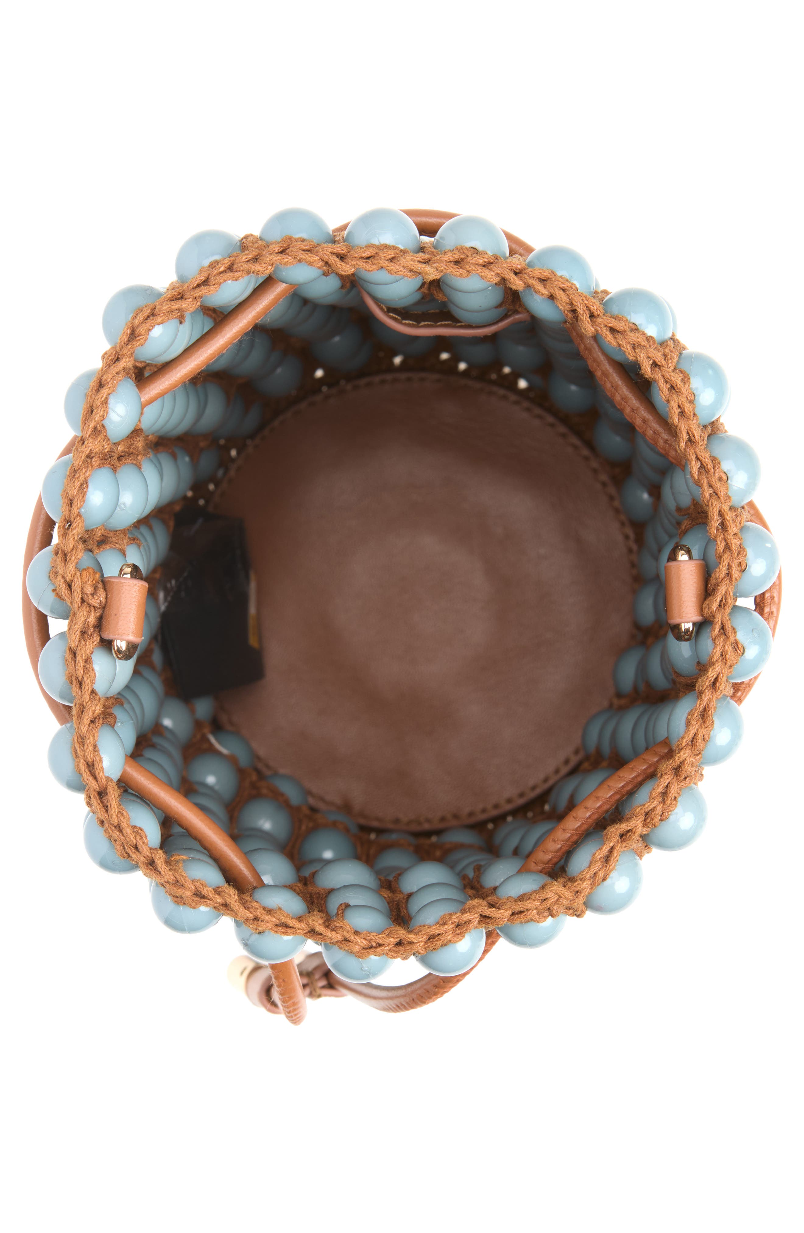 Beaded Macramé Bucket Bag, Alternate, color, NEW WALNUT STORM