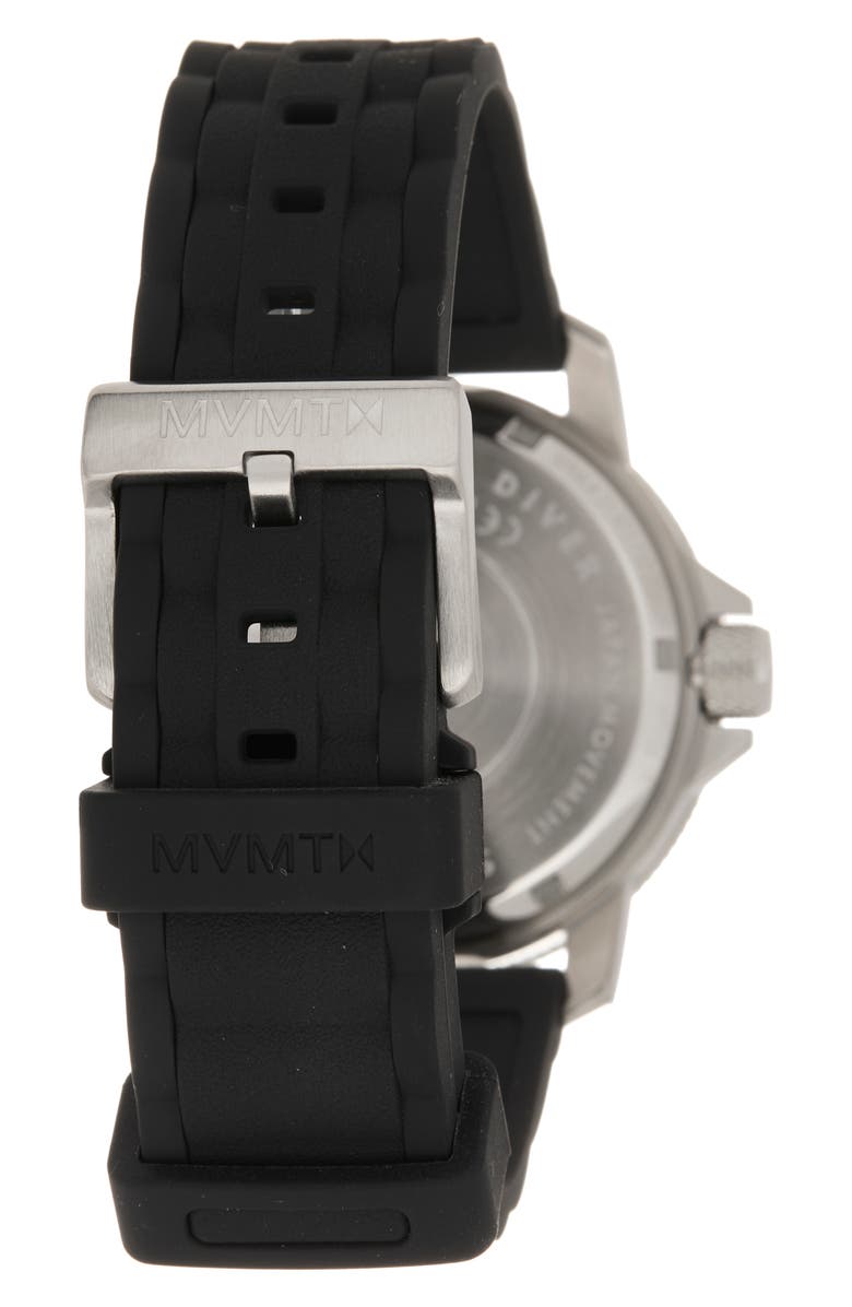MVMT WATCHES Cali Diver Solar Silicone Bracelet Watch, 40mm, Alternate, color, 
