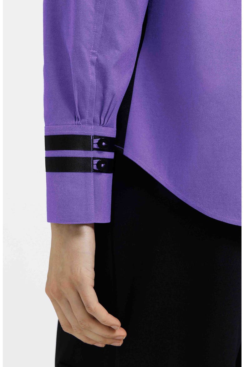 Brooke Grosgrain Trim Cotton Button-Up Shirt, Alternate, color, ROYAL PURPLE