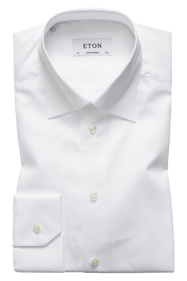Contemporary Fit Solid Dress Shirt, Main, color, WHITE