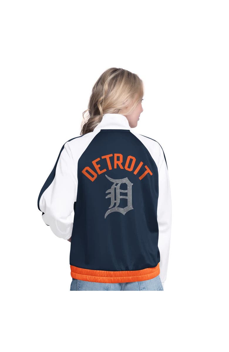 G-III SPORTS BY CARL BANKS Women's G-III Sports by Carl Banks  White/Navy Detroit Tigers Rally Rhinestone Raglan Full-Zip Track Jacket, Alternate, color, 
