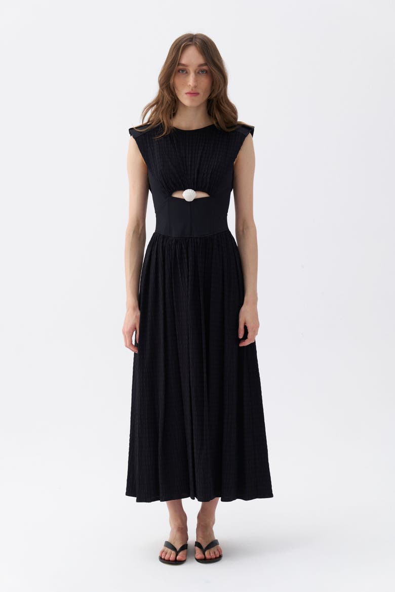 Seashell Acssesorized Cut-Out Dress, Main, color, Black