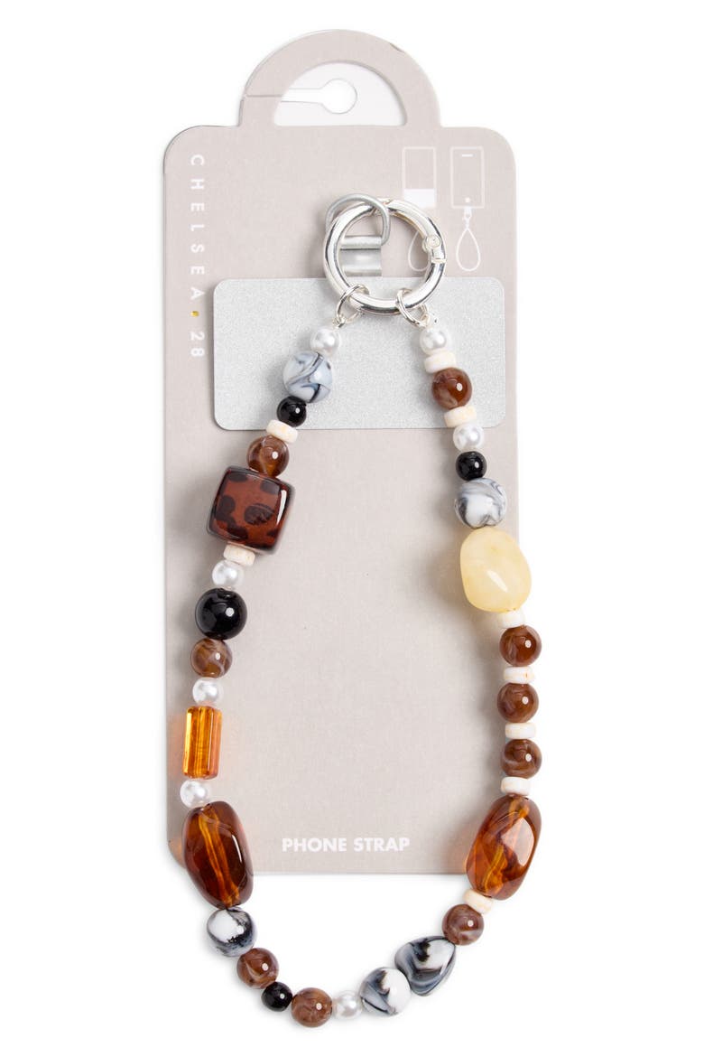 Beaded Phone Strap, Alternate, color, BROWN MULTI- SILVER