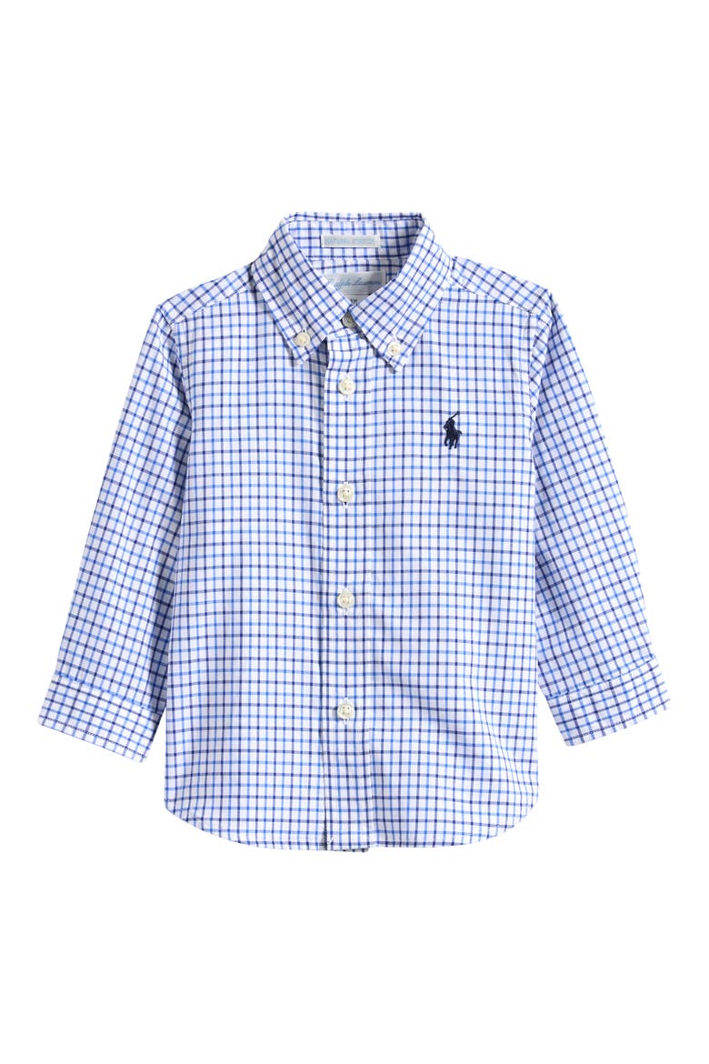 Stretch Poplin Button-Down Shirt, Main, color, BLUE MULTI - TATTERSALL