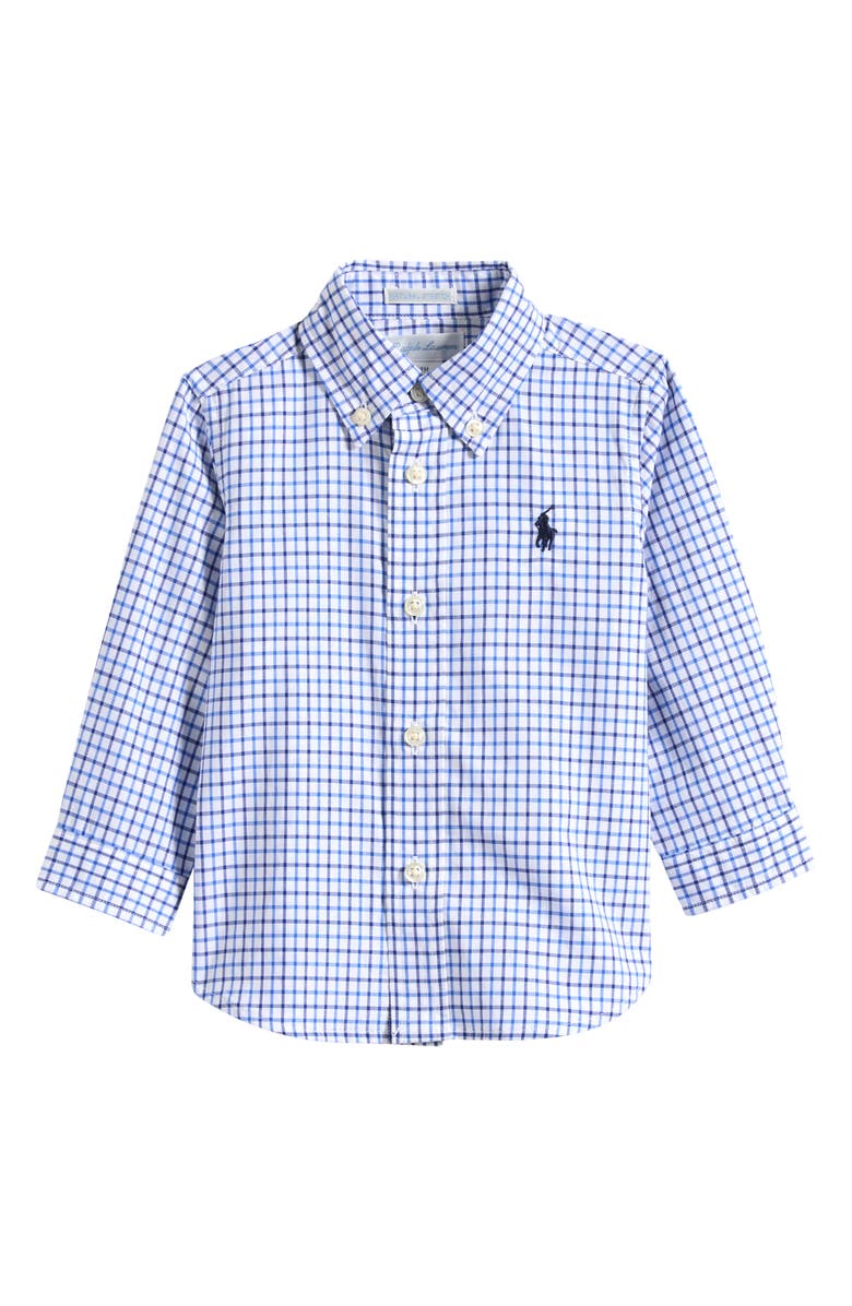 Ralph Lauren Stretch Poplin Button-Down Shirt, Main, color, Blue Multi - Tattersall