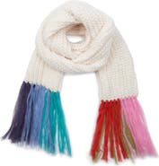 SAACHI Rainbow Fringe Chunky Knit Scarf