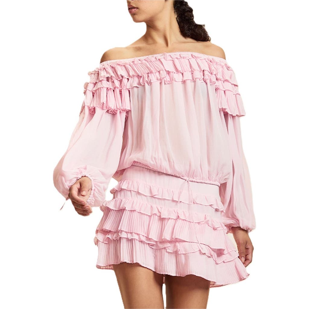 Cynthia Rowley Ruffle Pleated Micro Skirt In Pink