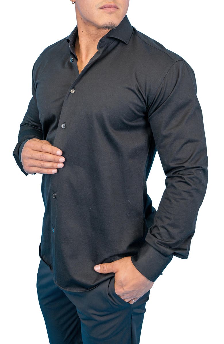 Maceoo Fibonacci True Black Button-Up Shirt, Alternate, color, Black