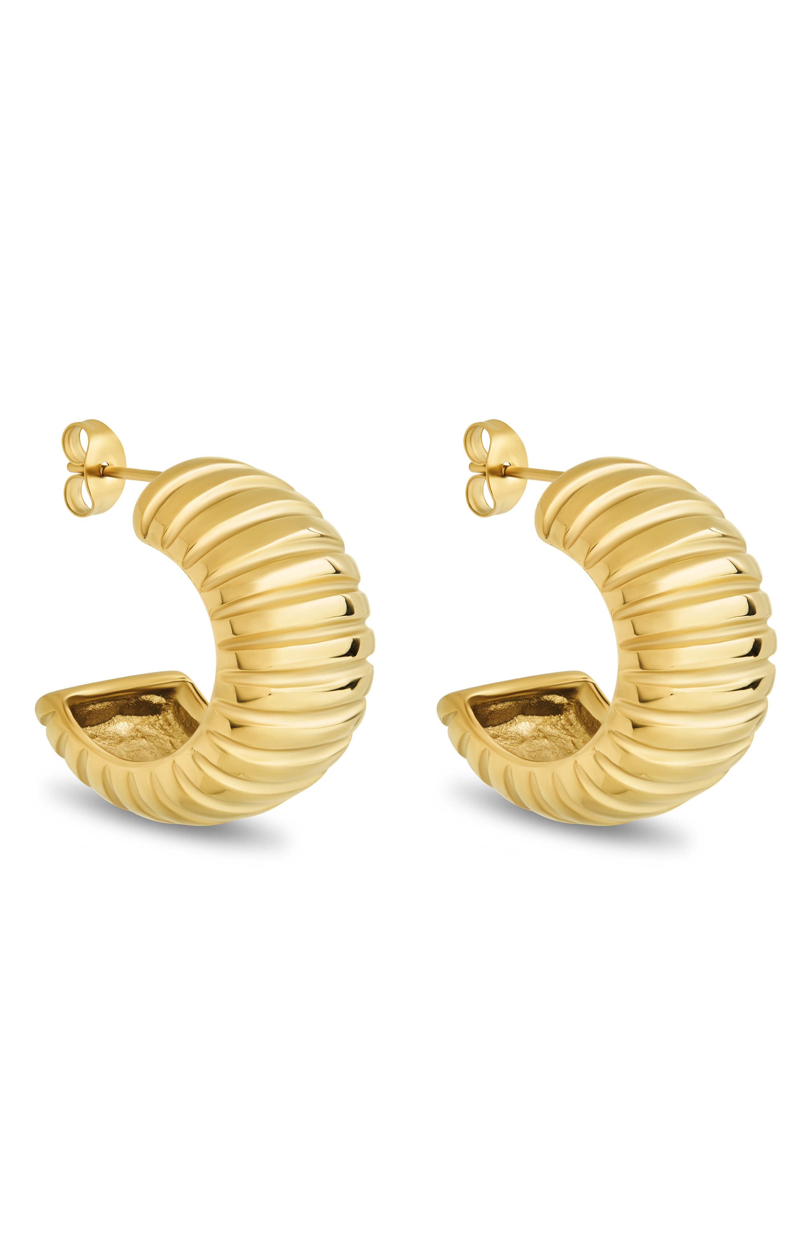 Sterling Forever Philippa Ribbed Huggie Hoop Earrings