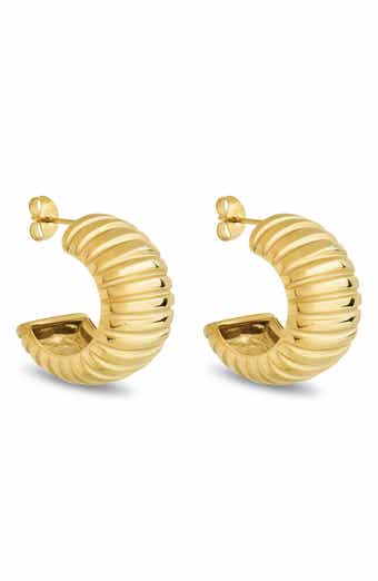 Sterling Forever Philippa Ribbed Huggie Hoop Earrings
