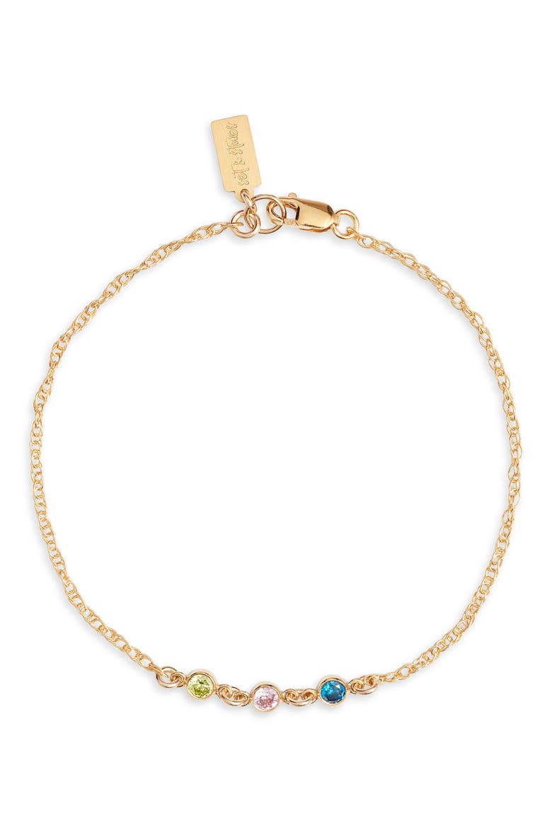 Multi Birthstone Bracelet, Main, color, GOLD / 3 CHARMS