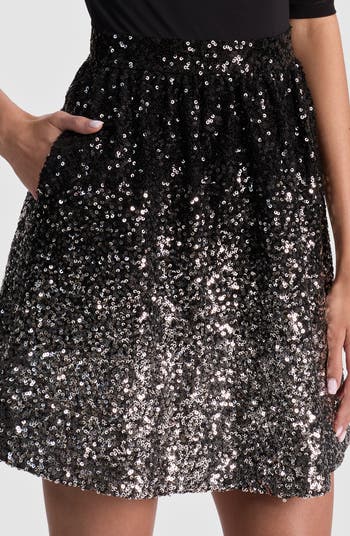 Chara Long Sleeve Sequin Skirt Party Dress