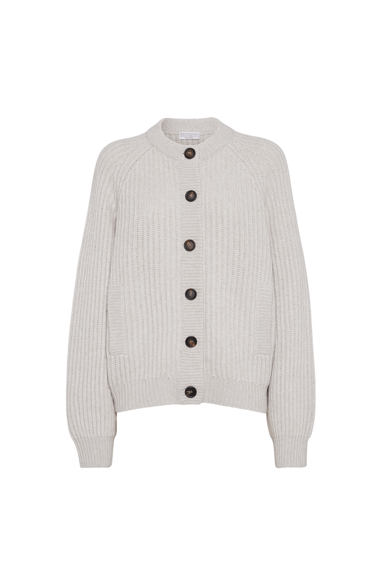 Brunello Cucinelli Cashmere Feather yarn cardigan, Main, color, Cool Beige