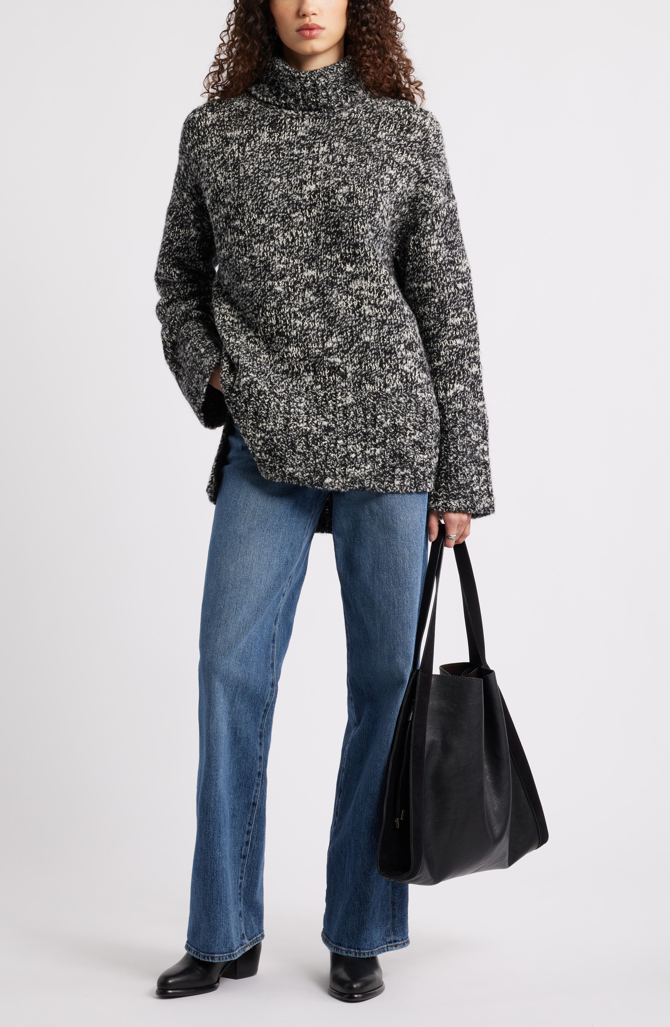 Marled Turtleneck Merino Wool Blend Sweater - image 2