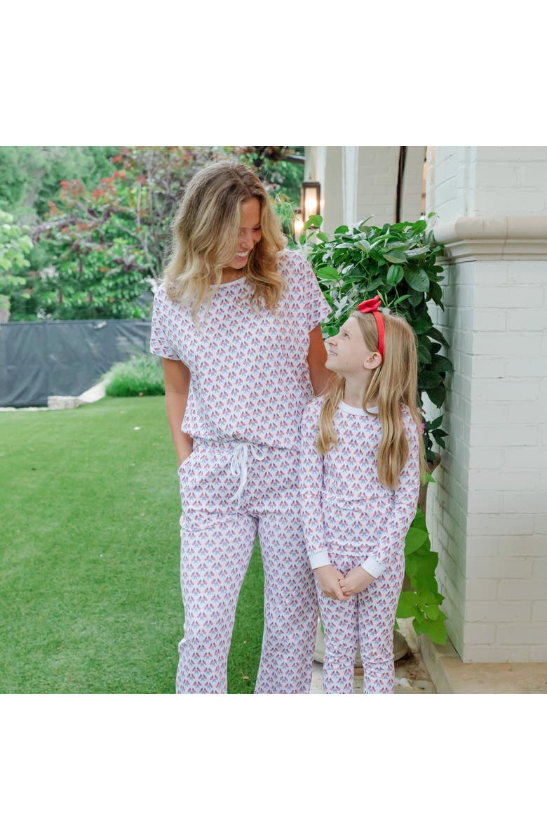Lila and Hayes Ava Girls' Pajama Pant Set, Alternate, color, Stars, Stripes, And Bows