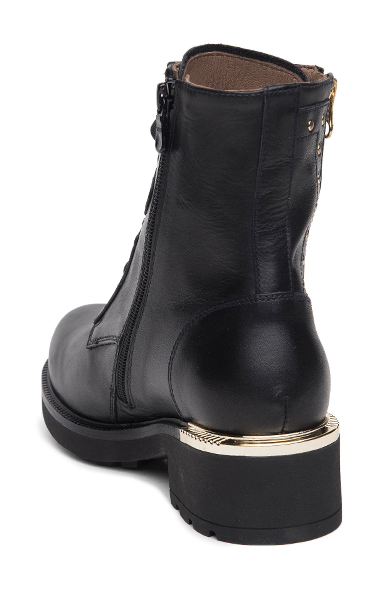 NeroGiardini Dual-Zip Leather Combat Boot, Alternate, color, 