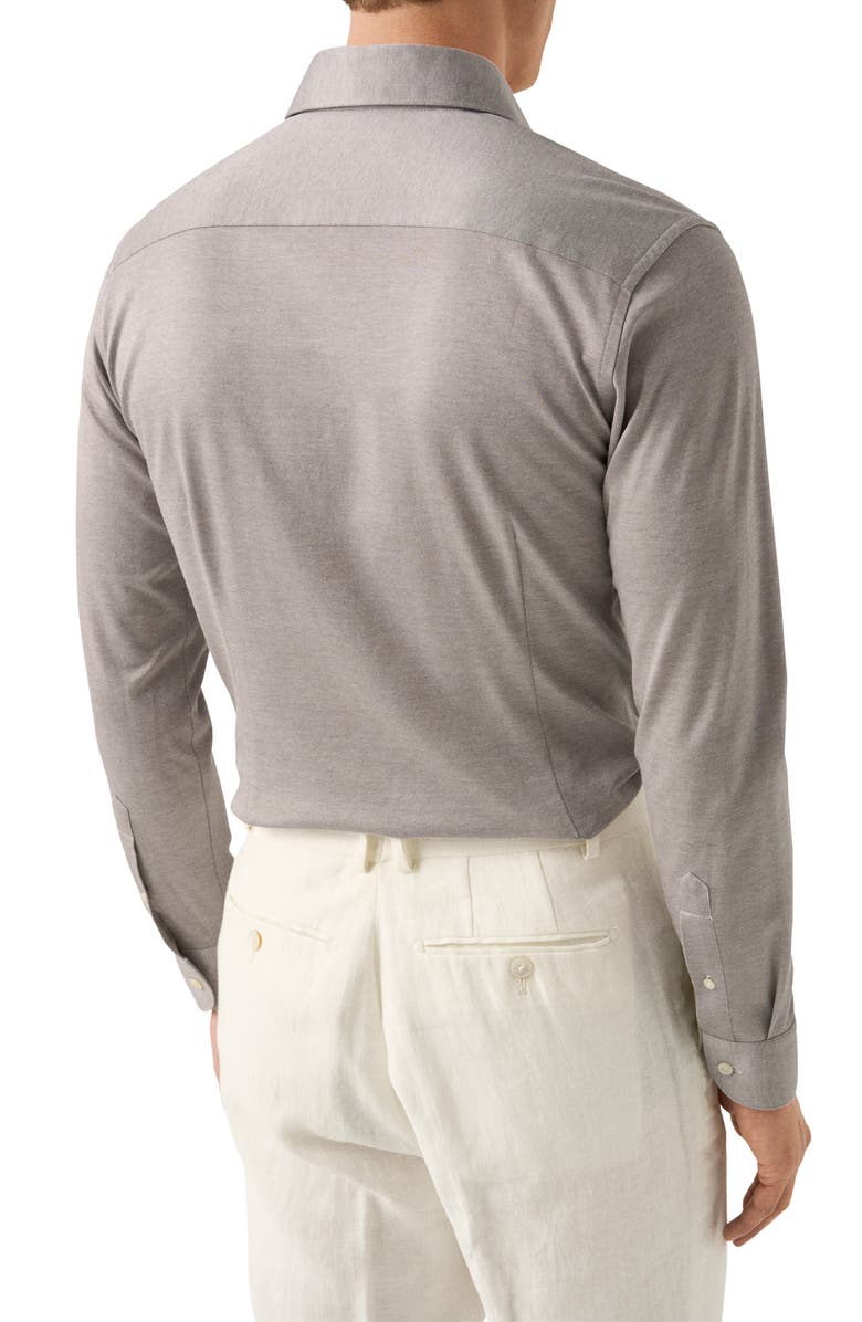 Eton Contemporary Fit Filo di Scozia Jersey Dress Shirt, Alternate, color, Medium Brown