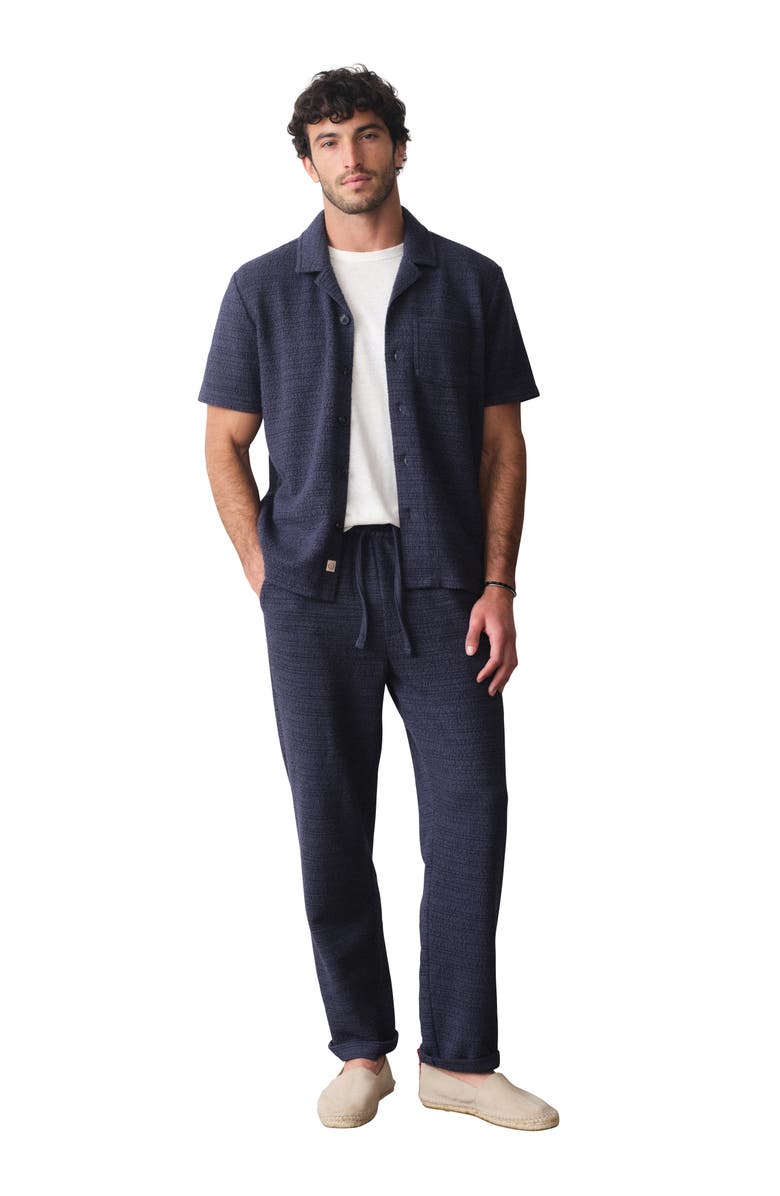 Marine Layer Hugo Cotton Bouclé Drawstring Pants, Alternate, color, Navy