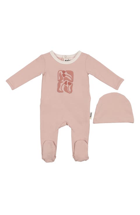 Puff Paint Flower Footie & Hat Set (Baby)