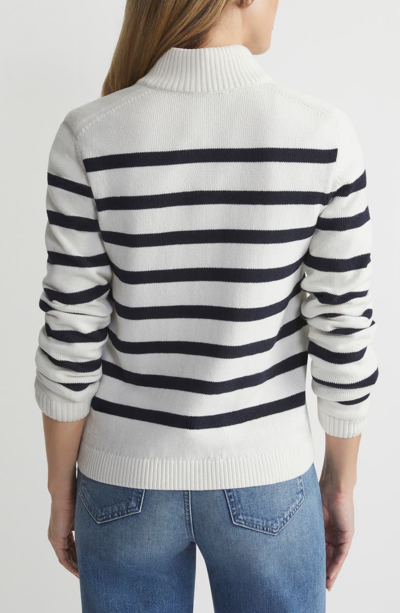 Lafayette 148 New York Stripe Cotton & Silk Zip Cardigan, Alternate, color,