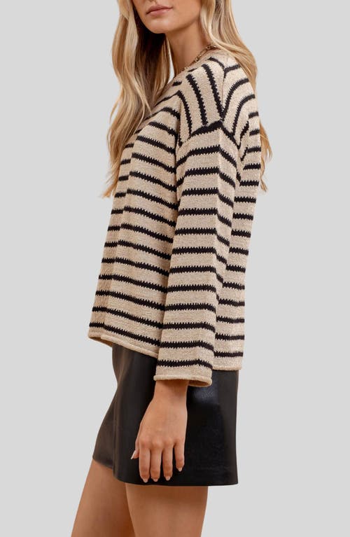 Blu Pepper Stripe Knit Top In Taupe