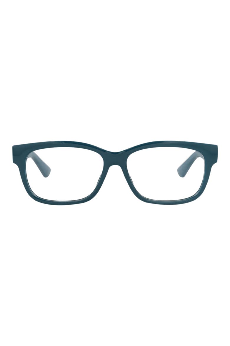 55mm Rectangular Optical Glasses, Main, color, BLUE BLUE TRANSPARENT