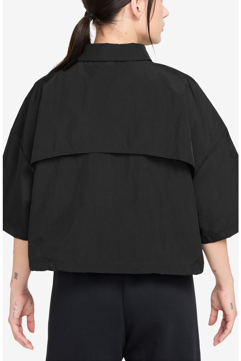 Serena Williams Design Crew Cropped Button Up Shirt, Alternate, color, 010 BLACK/ BLACK