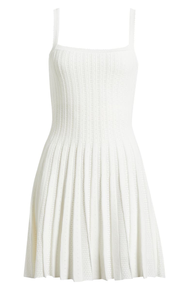 STAUD Ellen Mixed Stitch Pleated Minidress, Alternate, color, Ivory