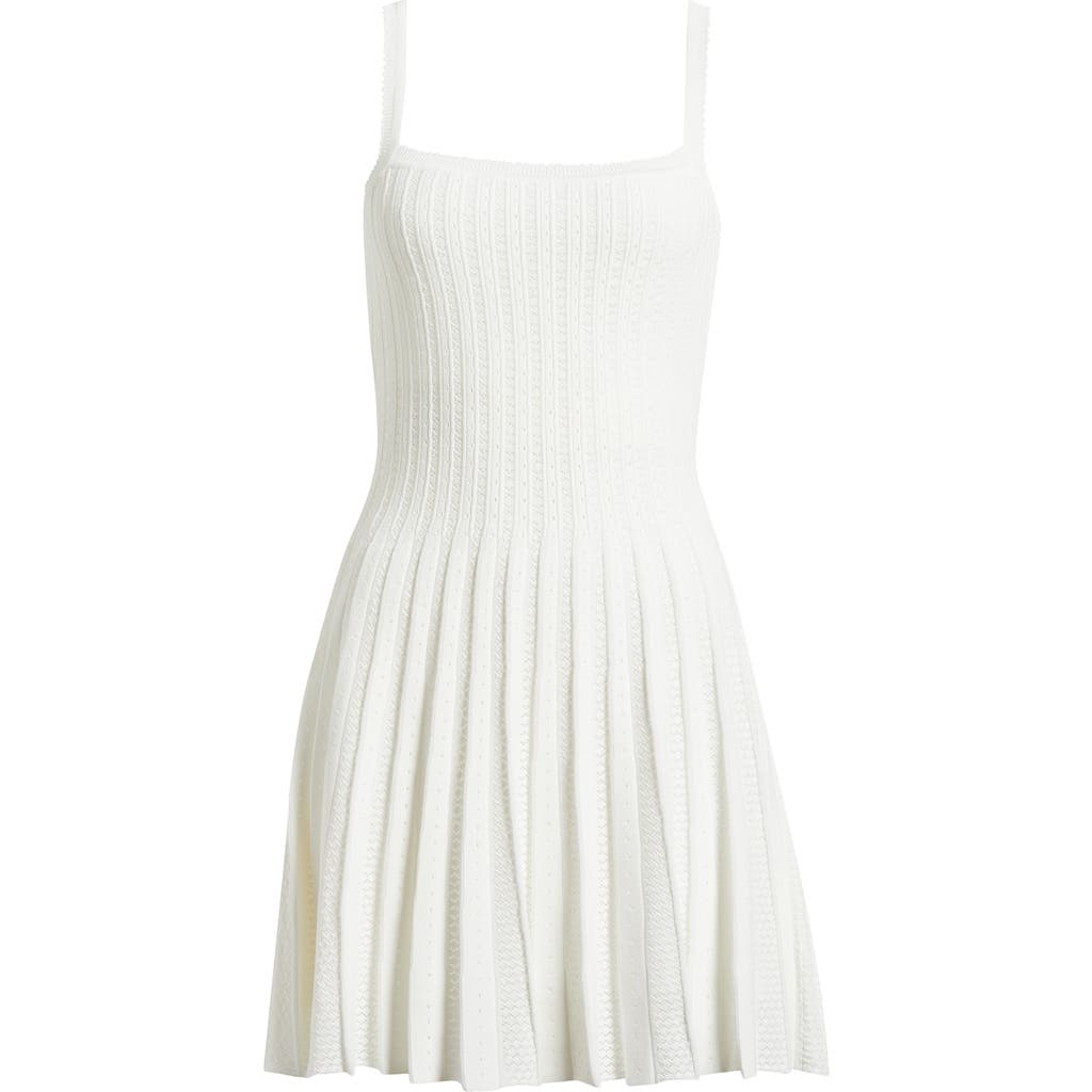 Staud Ellen Mixed Stitch Pleated Minidress In Ivory
